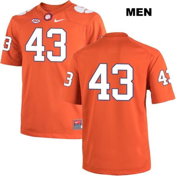 Men's Clemson Tigers #43 Chad Smith Stitched Orange Authentic Nike No Name NCAA College Football Jersey FEA4546VH